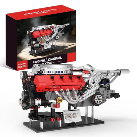 Remocguy F40 Engine Building Set Compatible with Lego Car Collection Mechanical STEM Model Decor for Adults