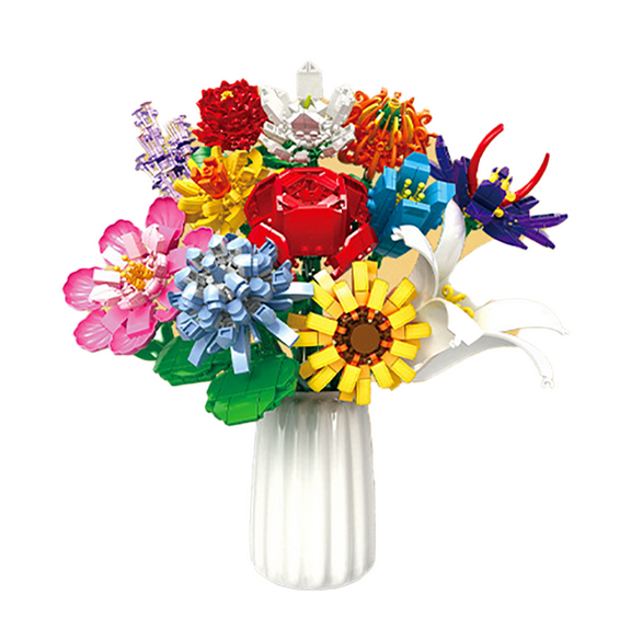 Remocguys 12 Flower Bouquet Building Set Compatible with Lego Flowers Botanical for Adults 980Pcs (No Vase)