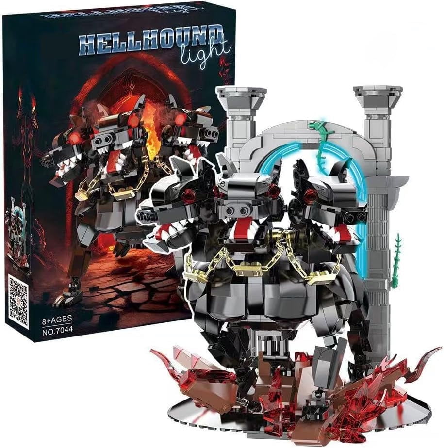 Remocguys Harry 3-Head Hellhound Dog Building Set with Light Compatible with Lego Animal Decor for Adults 820Pcs