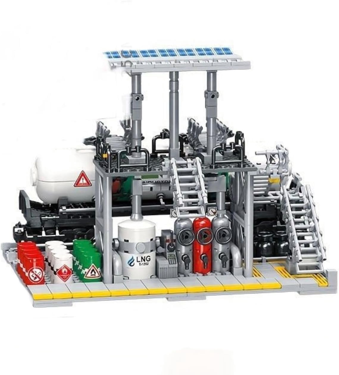 Remocguys LNG Gas Storage Plant Building Set Compatible with Lego Industrial Model Desktop Decor for Adult 704pcs