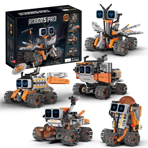 Remocguys 5in1 Interstellar Deformed Robot Building Set with Remote Control Compatible with Lego Robotics Stem Toys for Ages 8-13 Boys