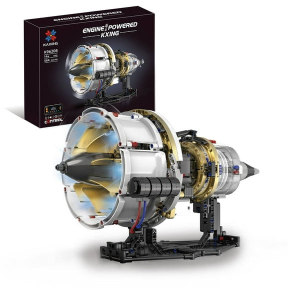 Remocguys Aviation Turbofan Engine Mould Building Sets Compatible with Lego Aircraft Jet Model with Light APP Remote Control Power Motor for Adults Boys 564PCS