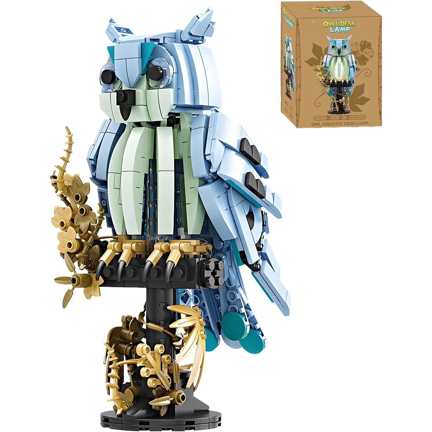 Remocguys Creative Owl Desk Lamp Building Set 545Pcs Compatible with Lego Animal Bird Gift for Adults Boys Girls Home Decor