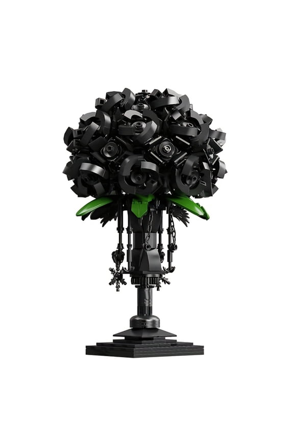 Black Rose Bouquet Building Blocks Set Compatible with Lego Flower Gothic Artificial Botanical Desktop Decor for Adults Women 1069pcs
