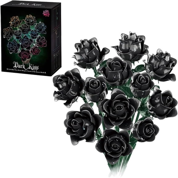 Remocguys Gothic Black Roses Flower Bouquet Building Set Compatible with Lego Flowers Gift Home Decor for Adults Halloween 585 Pcs
