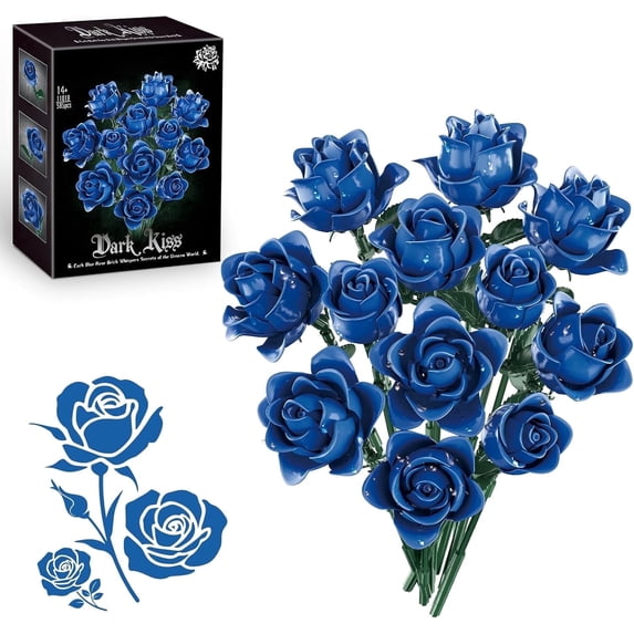 Remocguys Blue Roses Bouquet Building Sets Compatible with Lego Flowers Botanical Collection Collectible Model for Adults Girls Gift 585PCS