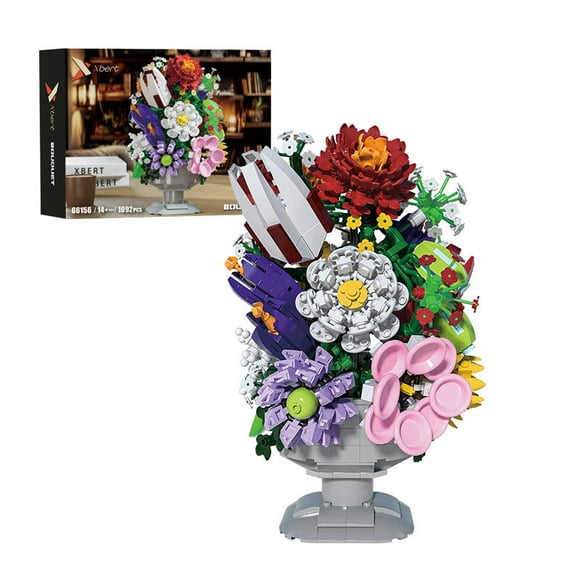 Remocguys Bouquet Building Sets Compatible with Lego Flowers Botanical Rose Lily Home Office for Adults 14+ 1092PCS