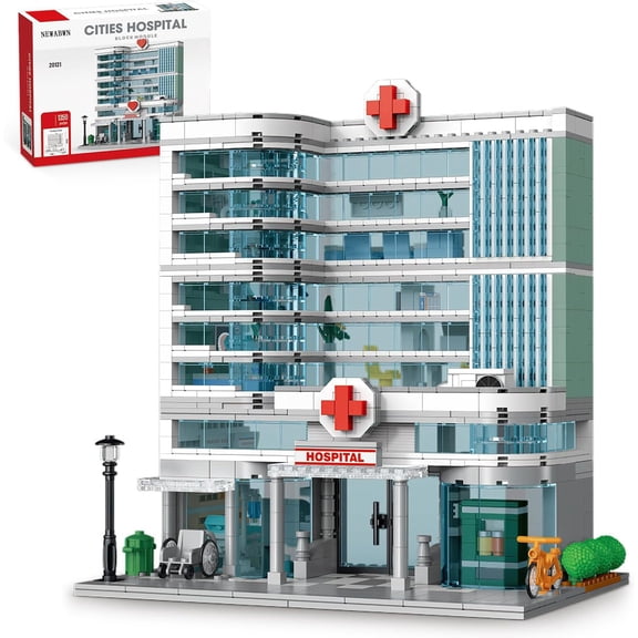Remocguys City Hospital Building Set with LED Compatible with Lego Architecture Creative Collectible for Adults 1350pcs