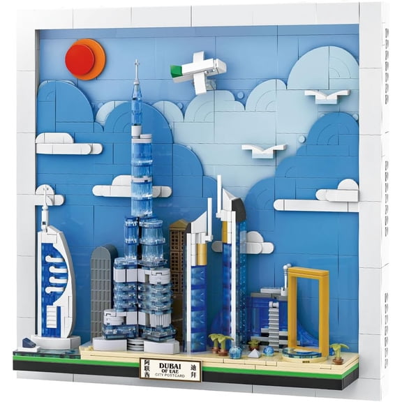 Remocguys Dubai Skyline Building Set Compatible with Lego City Architecture Model Wall Art for Adults 740 Pcs