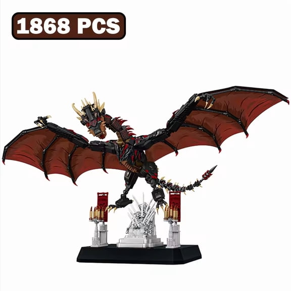 Remocguys Fire Dragon Building Set, Compatible with Lego Animal Model with Vibrant Red & Black Design Home Decor for Adults Boys