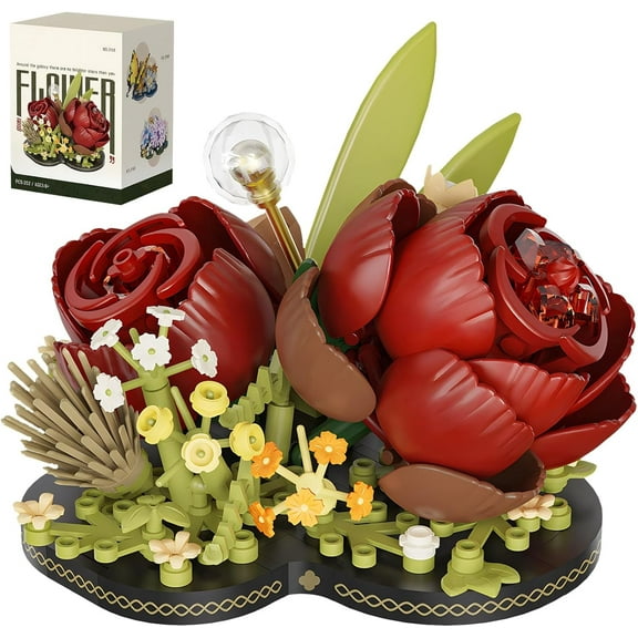 Remocguys Flower Bouquet Building Set Mini Rose Succulent for Adults Not Compatible with Lego 352Pcs