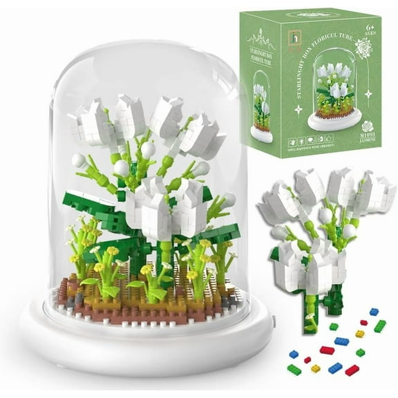 Remocguys Flower Bouquet Building Set White Jasmine Mini Blocks Kit Not Compatible with Lego 770Pcs