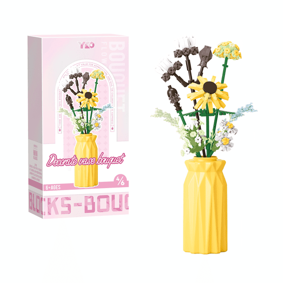 Remocguys Flower Bouquet Building Set with Vase Sunflower Daisy for Adults Not Compatible with Lego