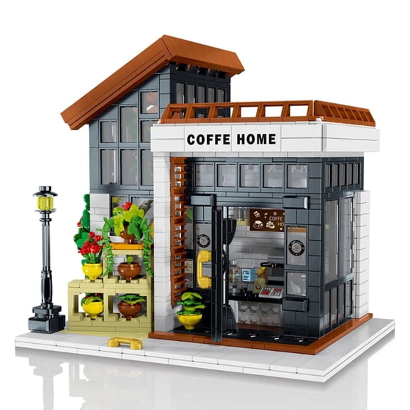 Remocguys Flower Language Cafe Store Building Set with Light Compatible with Lego Architecture Creative City Streetview Model for Adults 1454pcs