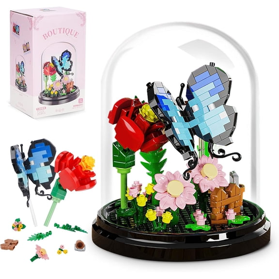 Remocguys Flower Mini Building Blocks Set Botanical Collection for Adults Not Compatible with Lego Butterfly 263 Pcs