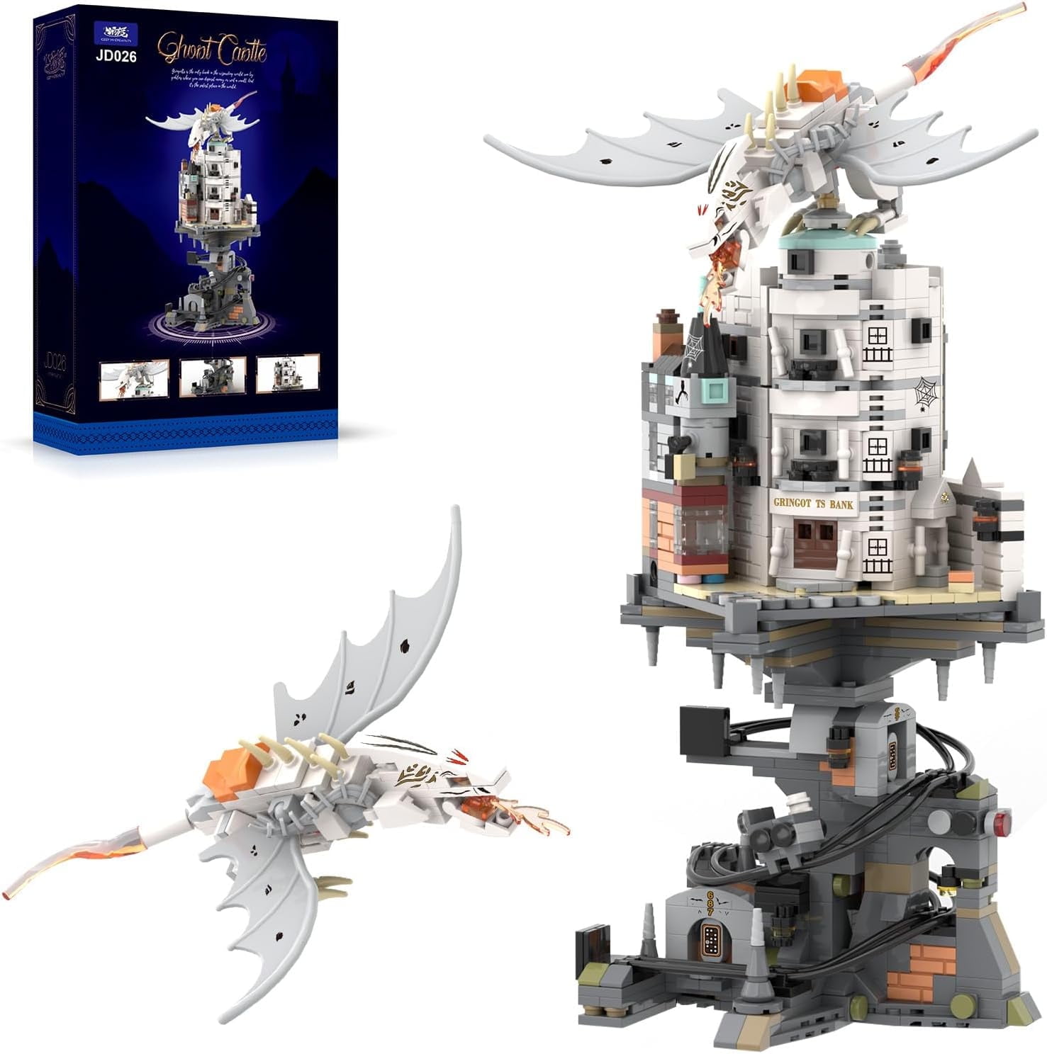 Remocguys Harry Wizarding Bank Building Set Potter Architecture Model Compatible with Lego 1056Pcs