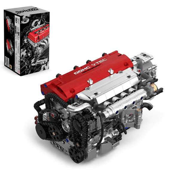 Remocguys Inline 4 Cylinder Engine Building Set Compatible with Lego Car Collection Mechanical STEM Model for Adults Man