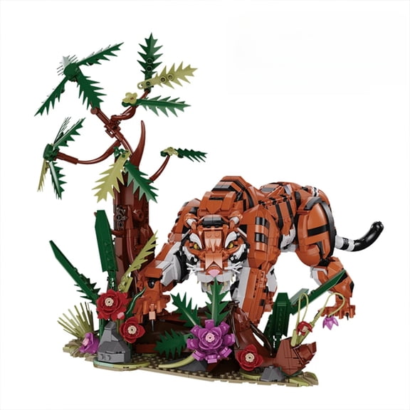 Remocguys Jungle Tiger Building Set Compatible with Lego Animal Creative Forest Scene Collection Model for Adults
