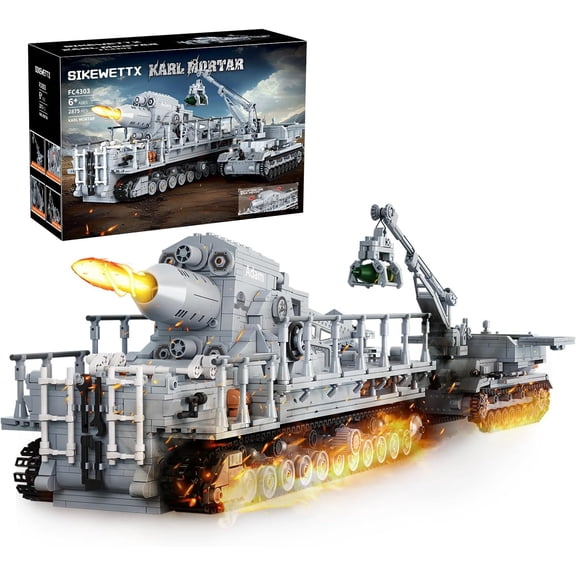 Remocguys Karl Mortar Cannon Tracked Vehicle Building Sets Compatible with Lego Tank Train Military Model for Adults 14+ 2875PCS
