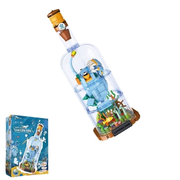 Remocguys Lanternfish Drift Bottle Building Set Compatible with Lego Animal Creative Decor Fishes Block Kit for Age 8-12 Boy Girl 393 pcs