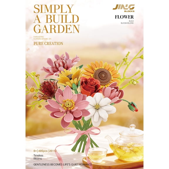 Remocguys Lotus Bouquet Building Set Compatible with Lego Flower Creative Collectible Model for Adults Woman 495pcs