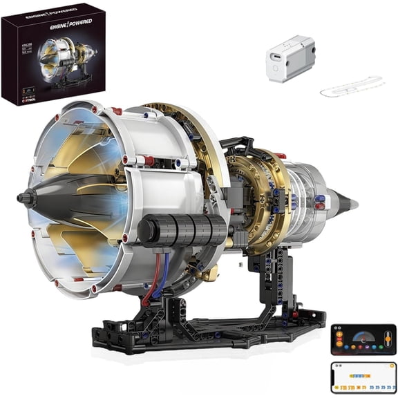 Remocguys Mechanical Aero Engine Model Building Set with Motor & APP Control LED Compatible with Lego STEM Toy for Adults Teens 564Pcs