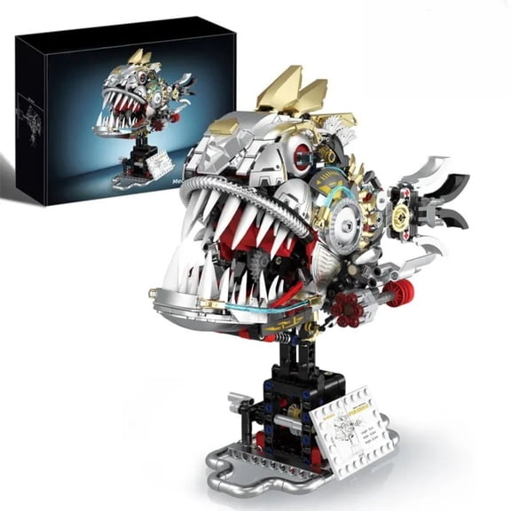 Remocguys Mechanical Piranhas Building Set with Light Compatible with Lego Animal Ocean Fish Model Kit for Adults 1019pcs