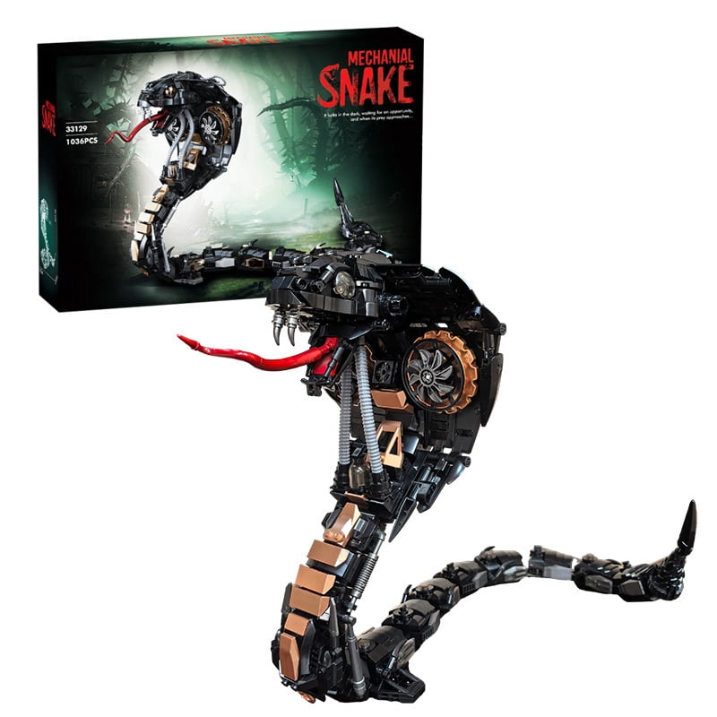 Snake Rapells Building Remocguys, Mechanical Snake Building Block Set, 1036 Pcs, Black ...