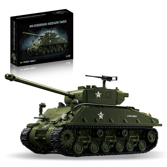 Remocguys Military M4 Sherman Tank Building Set Compatible with Lego Tank Model for Adults Boys 1682 Pcs