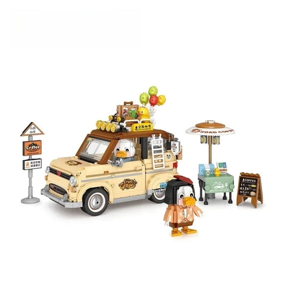 Remocguys Miniature Coffee Cart Building Set Compatible with Lego Camping Scene Creative Diy Street View Decoration Model 1646pcs