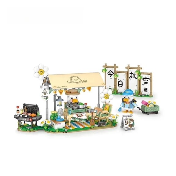 Remocguys Miniature Spring Camper Building Set Compatible with Lego Camping Scene Creative Diy Street View Decoration Model 1120pcs