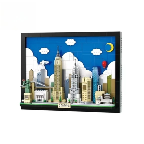 Remocguys New York Skyline Postcard Building Setwith Statue Of Liberty Compatible with Lego Architecture City Collection Model Kit 1101pcs