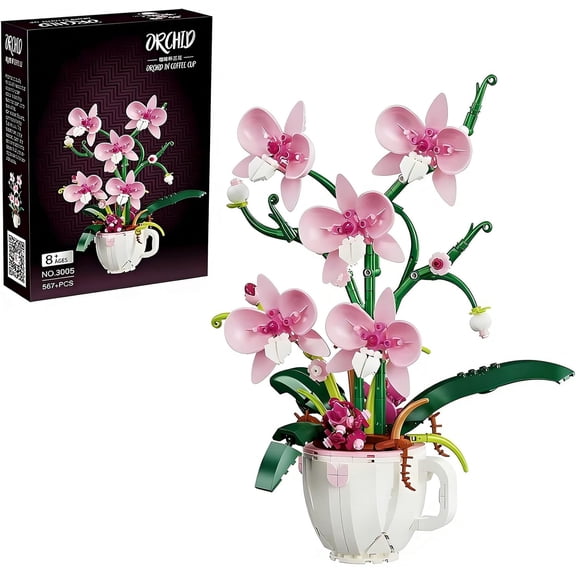 Remocguys Orchid Flower Building Set for Adults Women Compatible with Lego 567 Pcs