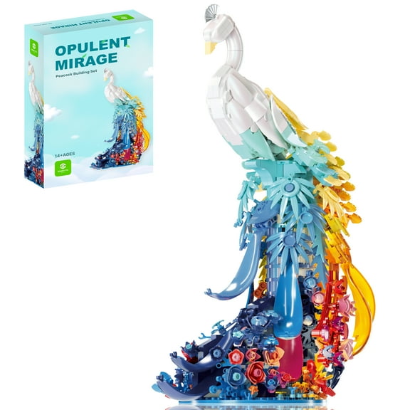 Remocguys Peacock Building Sets Compatible with Lego Flowers & Animal Rainbow with light for Adults Age 14+ 1000+Pcs