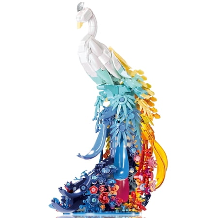 Remocguys Peacock Flower Building Set with Light Compatible with Lego Flowers Animal Bird Home Decor Gift for Adults