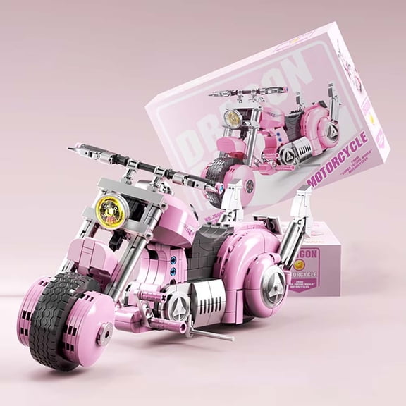 Remocguys Pink Motorcycle Building Set Compatible with Lego Motorbikes Creative Collectible Model for Adults Girls 467pcs