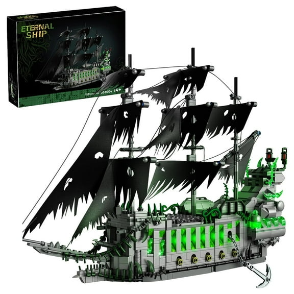 Remocguys Pirate Series Building Sets Not Compatible with Lego Ship Ghost Boat Flying Dutchman Model & LED Lights for Adults Boy 1573PCS