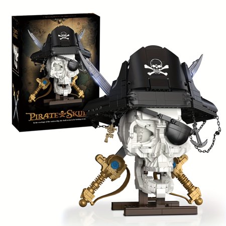 Remocguys Pirate Skull Building Set Compatible with Lego Caribbean Horror Skeleton Head Collectible Model for Adults 1167pcs