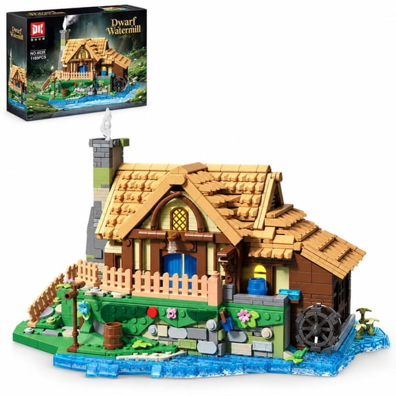 Remocguys Riverside Watermill House Bricks Building Set Compatible with Lego Retro Country Cabin Model Home Decor For Adults