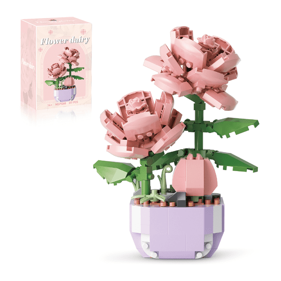 Remocguys Rose Flower Building Set Mini Botanical Bonsai for Adults Not Compatible with Lego