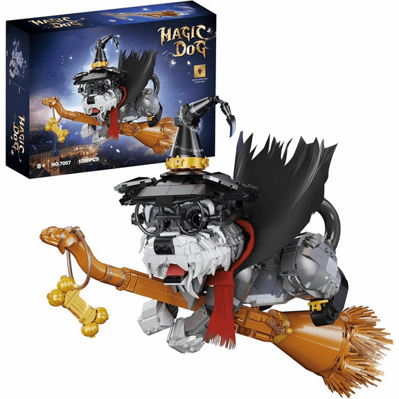 Remocguys Magic Schnauzer Dog Building Set with LED Compatible with Lego Animal Decor Gift for Adults Boys Girls 1298Pcs