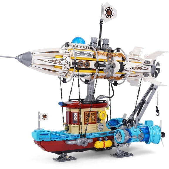 Remocguys Steampunk Airship Building Blocks Sets Compatible with Lego Ship Spaceship Warship Mechanical for Adults Boy 1256PCS