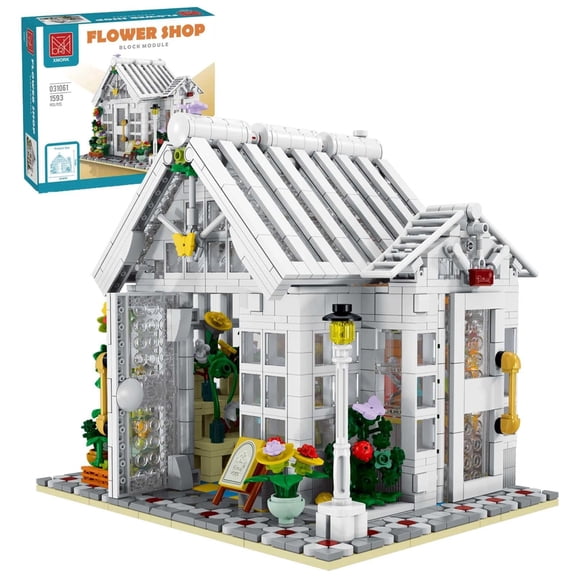 Remocguys Sunshine Flower House Building Set with Light Compatible with Lego Architecture Creative Greenhouse Model for Adults 1593pcs