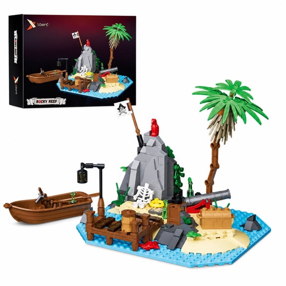Remocguys Treasure Pirate Island Building Set Compatible with Lego Adventure Scene Model Desktop Decor for Adult 322pcs