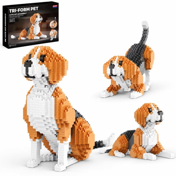 Remocguys Tri-Form Beagle Dog Micro Building Set Compatible with Lego Pet Decor Display Model Gift For Adults 1032PCS
