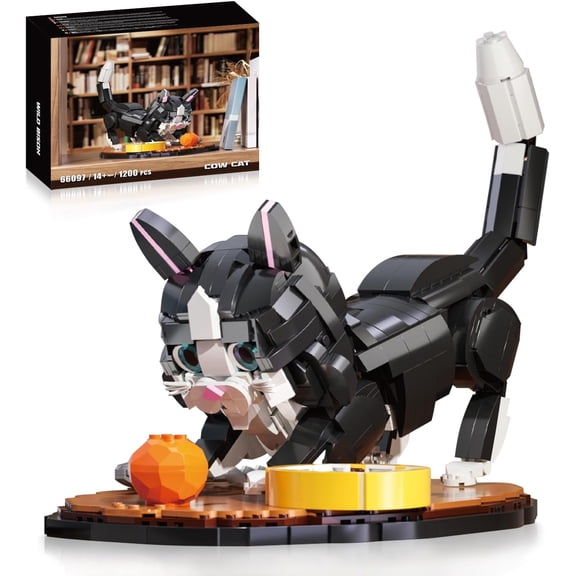 Remocguys Tuxedo Cat Building Set Compatible with Lego Animal Home Decor Gift for Adults 1200Pcs