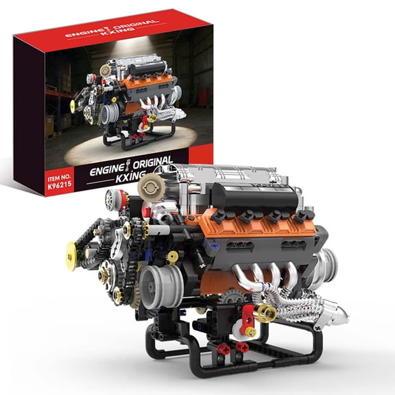 Remocguys V8 Engine Building Set Compatible with Lego Car Collection Mechanical STEM Model for Adults Man 767pcs