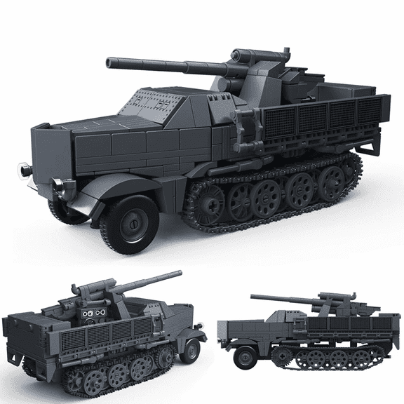Remocguys WW2 Military SD.KFZ.9 FAMO FLAK 37 Tank Building Set Compatible with Lego Army Tank Model Decor Gift for Adults 726 Pcs