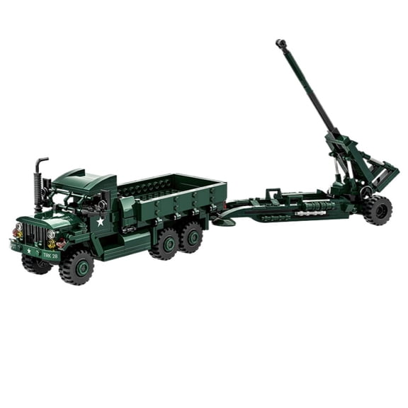 Remocguys WW2 Military Truck with Cannon Building Set Compatible with Lego Army Vehicle Collectible Model for Boys Adults 485pcs