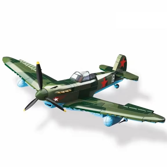 Remocguys WW2 Weapons Soviet Yak-1B Fighter Building Sets Compatible with Lego Army Military Classic Airplane Model Collectible for Adults 627PCS